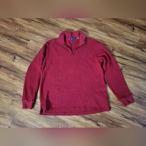 Mens Polo Ralph Lauren Size Large Red Pullover Sweater, 1/4 Zip, 100% Cotton